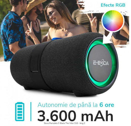 Boxă Portabilă E-Boda, The Vibe 310, Neagră - FIDELORIS