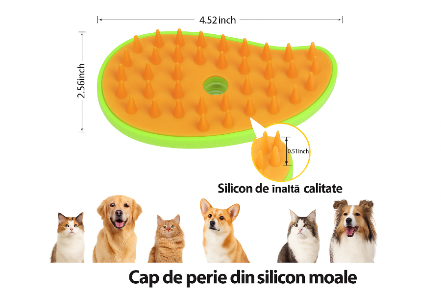 Perie 3 în 1 pentru Animale de Companie cu Aburi, Pulverizator și Dozator Integrat