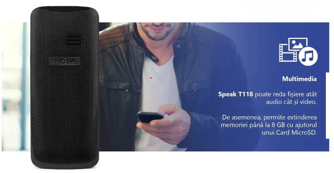 Telefon Mobil E-Boda, T118, Negru/Albastru - FIDELORIS
