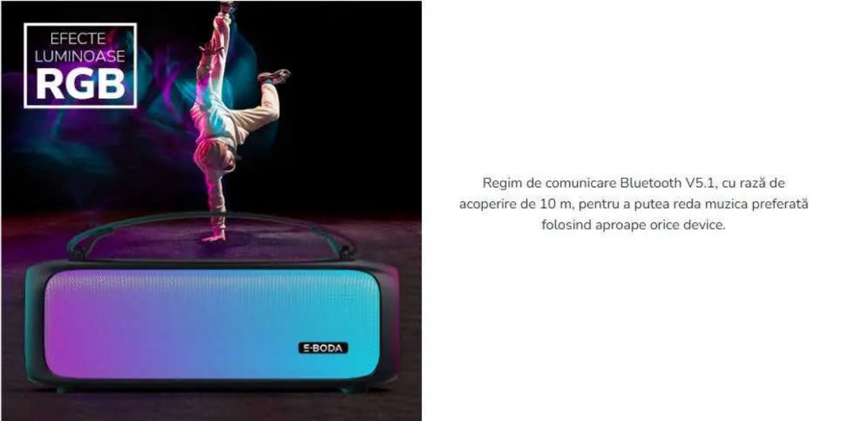 Boxă Portabilă E-Boda, The Vibe 110, Neagră - FIDELORIS