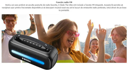 Boxă Portabilă E-Boda, The Vibe 220, Neagră - FIDELORIS