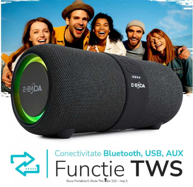 Boxă Portabilă E-Boda, The Vibe 310, Neagră - FIDELORIS
