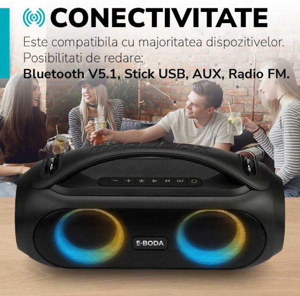 Boxă Portabilă E-Boda, The Vibe 410, Neagră - FIDELORIS