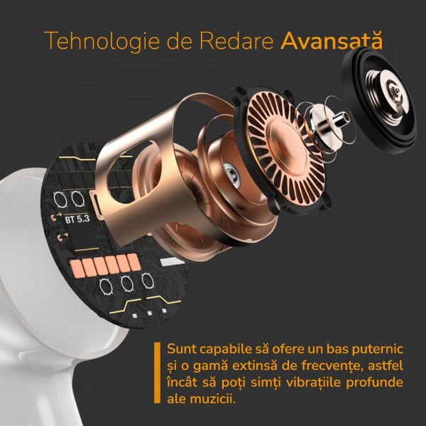 Căști E-Boda, True Wireless, ENC Crystal Clear Sound, Albe/Negre - FIDELORIS