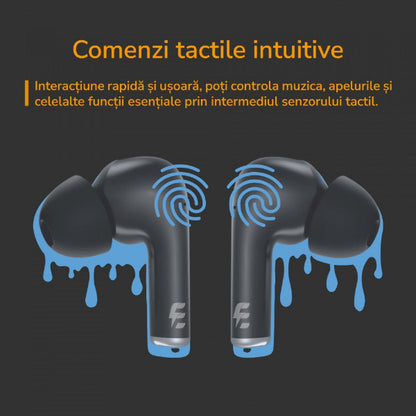 Căști E-Boda, True Wireless, ENC Crystal Clear Sound, Albe/Negre - FIDELORIS