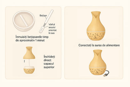 Difuzor de Arome și Umidificator de Aer Ultrasonic cu Uleiuri Esențiale și Lumină LED