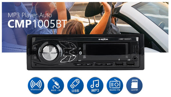 MP3 player auto E-Boda, CMP1005 BT, cu Bluetooth, radio FM, USB, Card SD, Negru - FIDELORIS