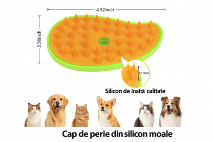 Perie 3 în 1 pentru Animale de Companie cu Aburi, Pulverizator și Dozator Integrat