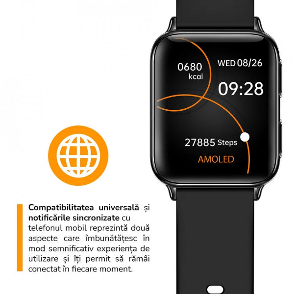 Smartwatch E-Boda, SQ - Vega Pro, Negru - FIDELORIS