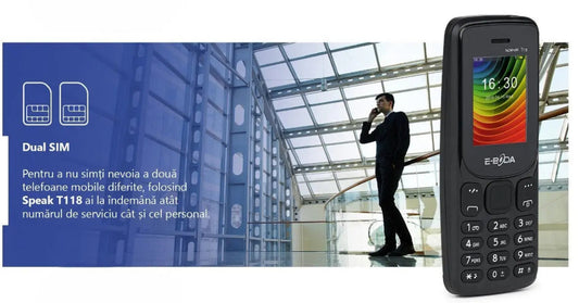 Telefon Mobil E-Boda, T118, Negru/Albastru - FIDELORIS