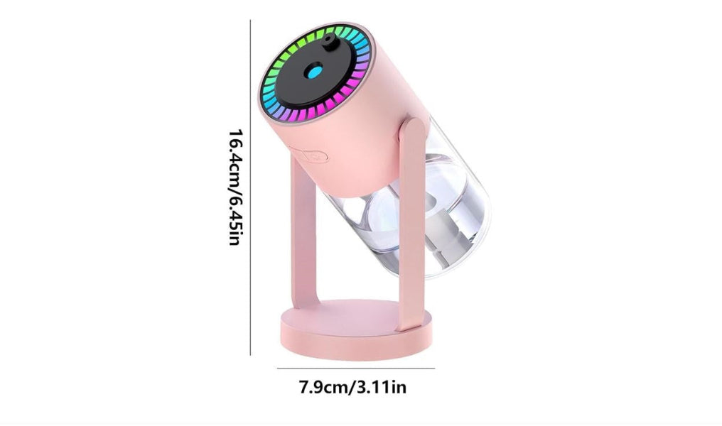 Umidificator de Aer Ultrasonic cu Lumină de Noapte și Proiecție Cer Înstelat, 280 ml, Roz
